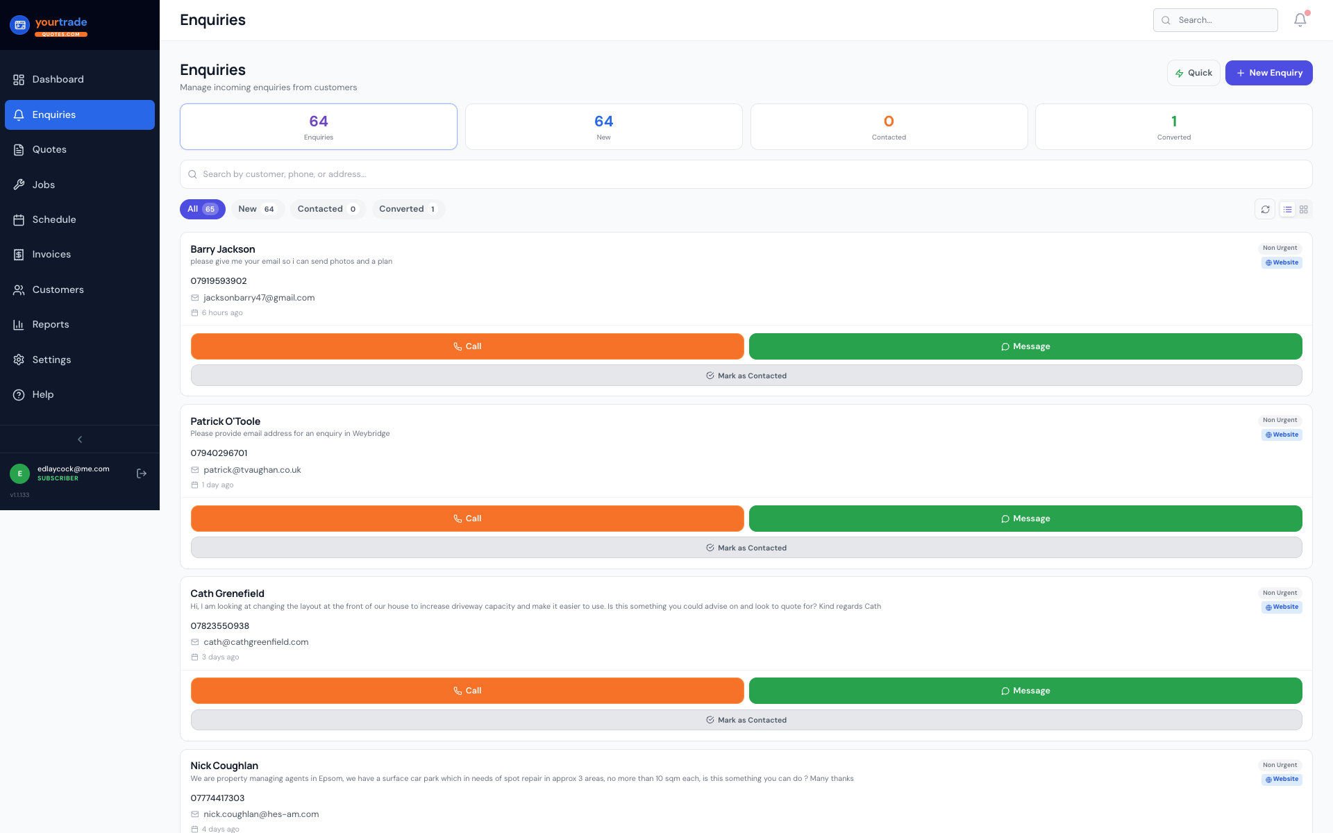 Enquiry pipeline with real-time alerts