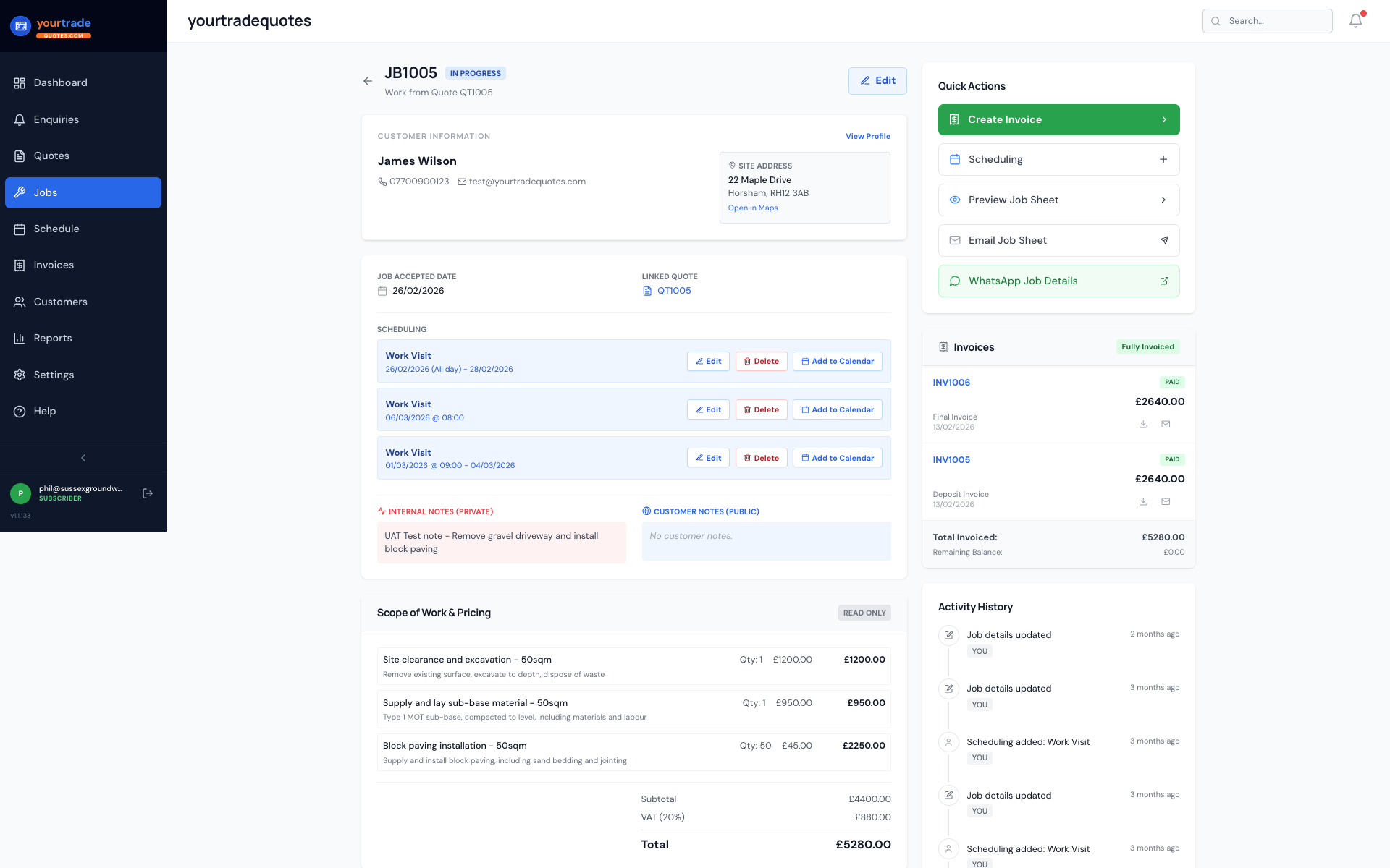 Job tracking and management