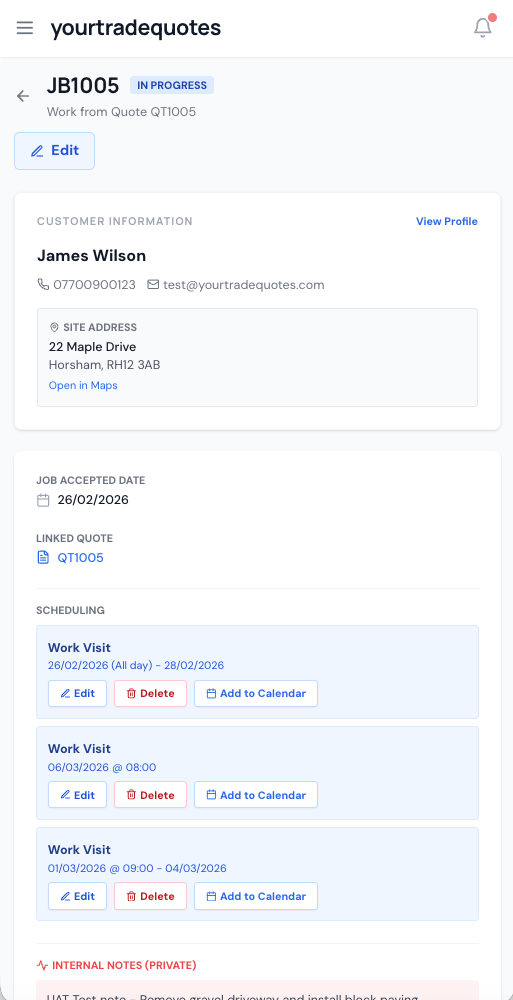 Job detail on mobile